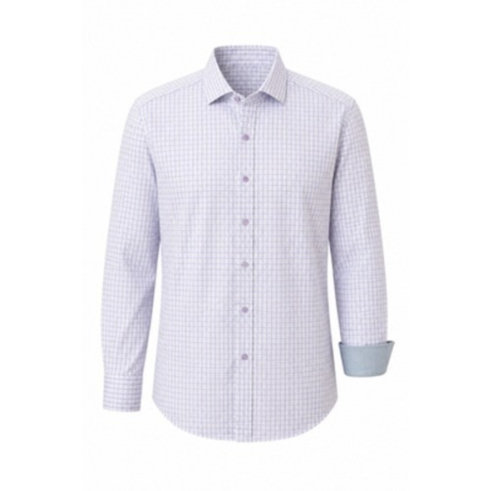 Twillory Shirt Men L 16 32/33 Purple Check Slim Fit Performance Stretch Dress